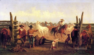  vaquero Pintura Art%C3%ADstica - James Walker Vaqueros en un corral de caballos en el oeste de América